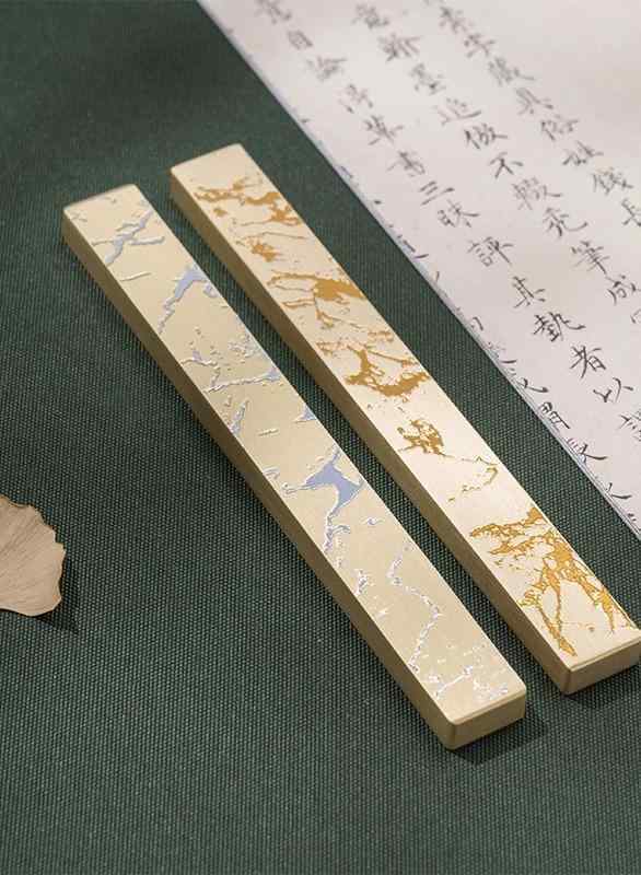 文鎮 おしゃれ しぶき インク タウン 定規 固体 真鍮 書道 プレス 紙 書類 初心者 本 筆 置き 習字 金 ペーパーウェイト セット