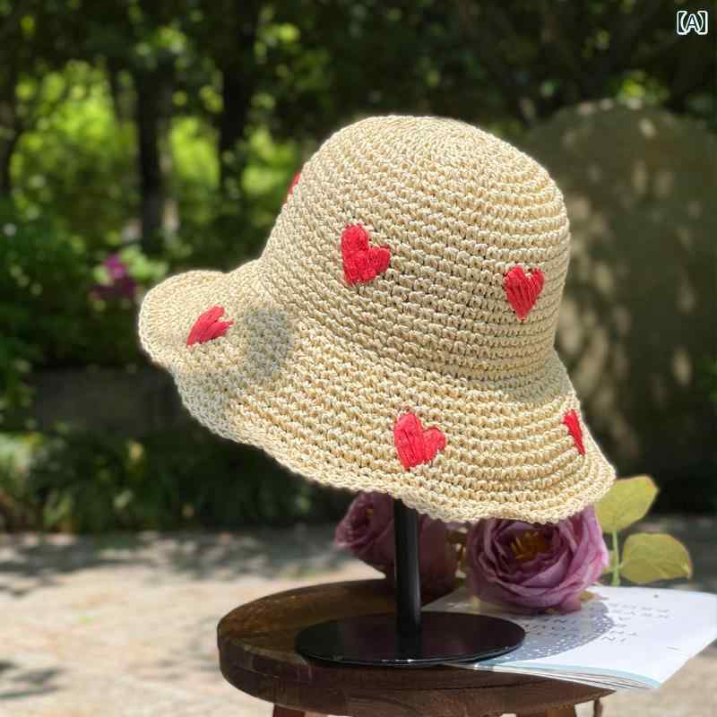 麦わら帽子 ストローハット 帽子 ハット 日焼け防止 ワイド レジャー トラベル 旅行 ビーチ サンバイザー 通気性 メッシュ 日よけ アウトドア