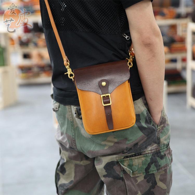 スマートフォンケース 銅バックル トップ 牛革 携帯電話バッグ メンズ レディース シングル ショルダー..