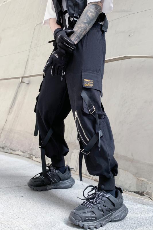 パンツ ズボン メンズ チャイナ風 ダーク ストリート ジッパー スプライシング カジュアル レギンス レディース オールシーズン 大きいサイズ コットン カーゴ