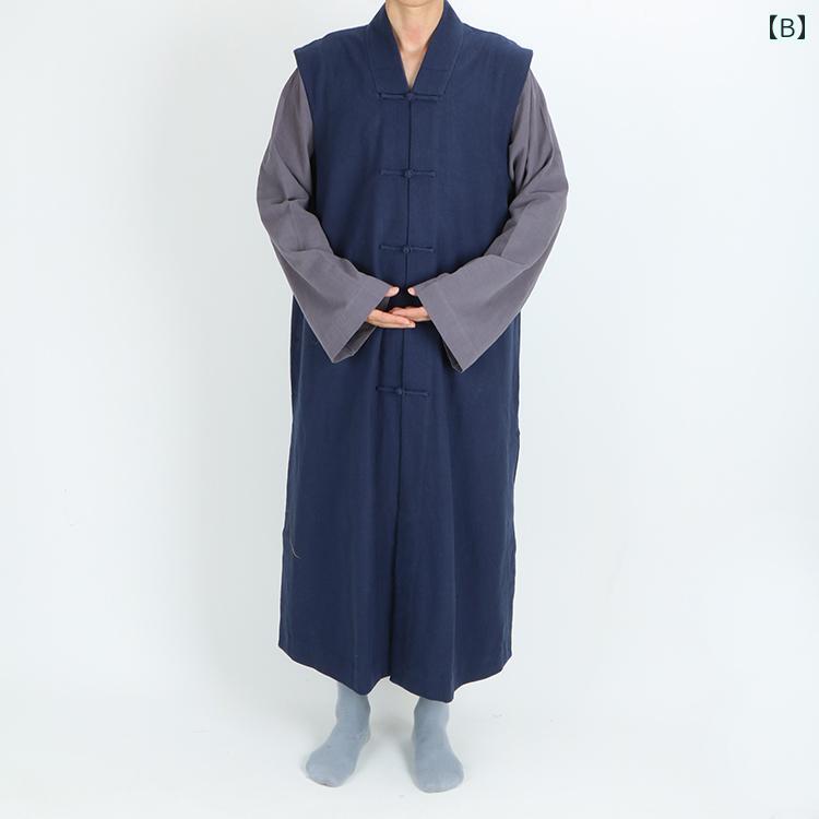 モズラボのガーランド ガウン モンク 服 リネン ガーランド ガウン 秋 単層 ノースリーブ ミドル ガウン オール シーズン モンク メンズ レディース 夏 瞑想 修道士 修道僧 少林寺 ユニセックス モンク｜アングル2