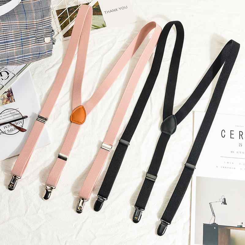 サスペンダー 吊りバンド ピンク pu 英国 レトロ カジュアル クリップ 大人用 ユニセックス 滑り止め ベルト パンツ