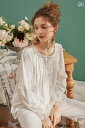 Chenxi パジャマ レディース 春秋 綿 カーディガン 2 点 セット シンプル ホーム 服 アウターウェア 白 ピンク(4)