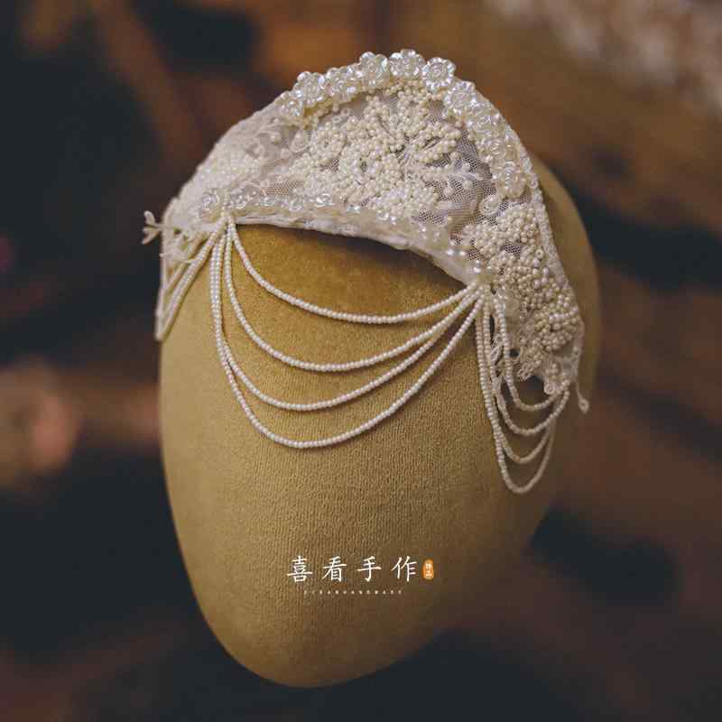 花嫁 結婚式 レトロ 写真 アクセサリー ビーズ ヘア クラウン ブライダル ヘッドドレス カチューシャ ..