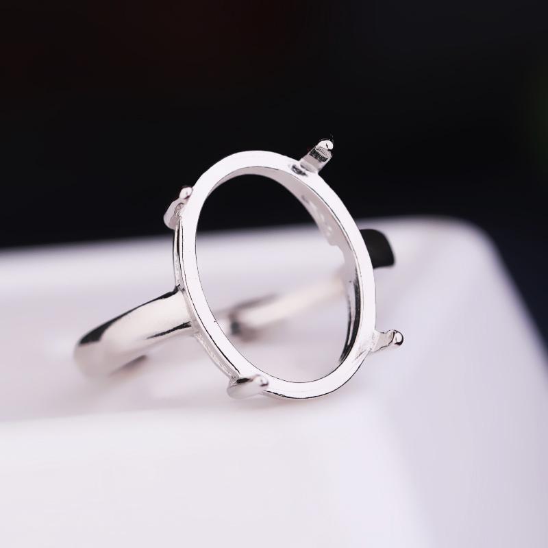 指輪 空枠 S925 スターリング シルバー リング 石なし DIY レディース シンプル ラウンド 13 * 18