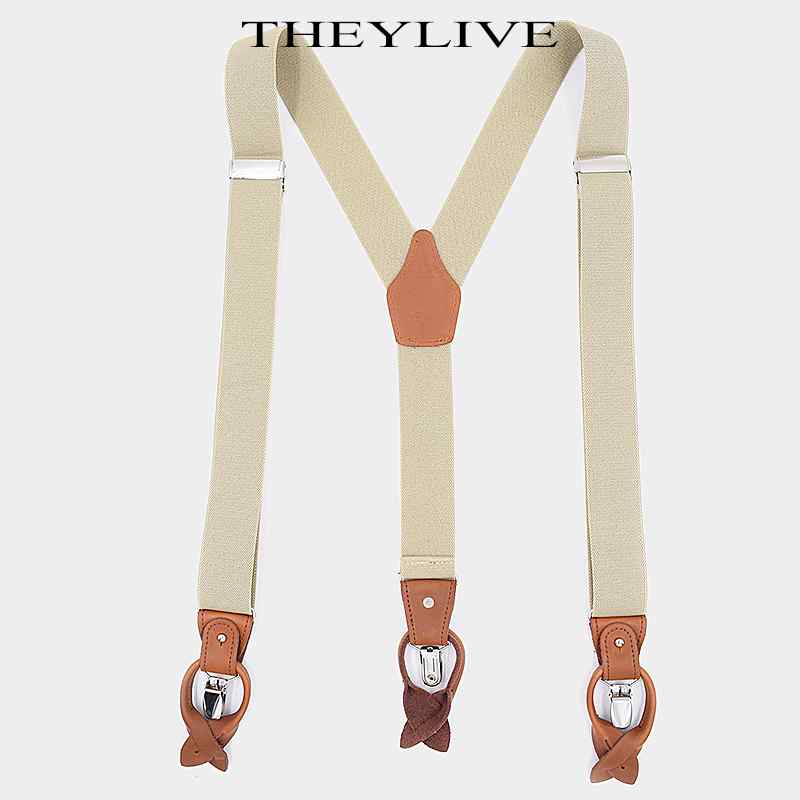 サスペンダー おしゃれ Y字型 3クリップ ボタン兼用 革 幅35cm ショルダーストラップ レザー 英国風 韓国 メンズ ユニセックス パンツ ズボン ハイエンド