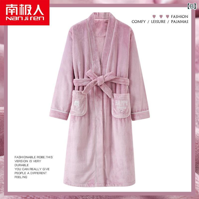 パジャマ ルームウェア ナイトウェア カップル メンズ ナイトガウン 秋冬 コーラル フリース 厚手 暖かい バスローブ レディース ガウン ロング
