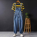 オーバーオール ゆったり ストリート パンツ 春秋 メンズ レディース ジーンズ ブルー ワイドレッグ サスペンダーパンツ アメリカン ヒップホップ ファッショ...