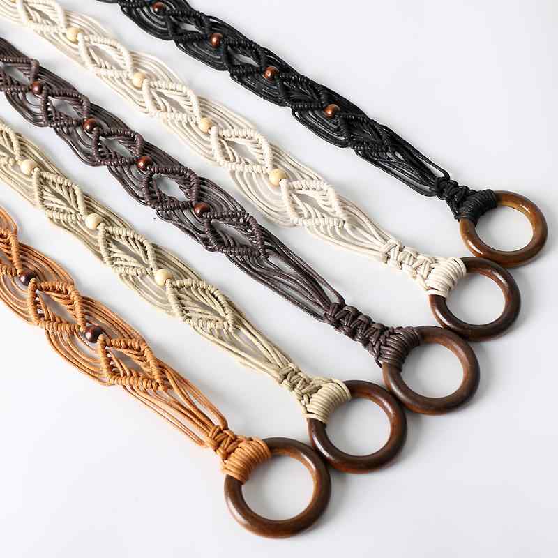 Stylish ethnic retro string belt for women. Perfect for skirts, casual wear, dresses, and as a decorative accessory. Features a knot, rope, and chain design.