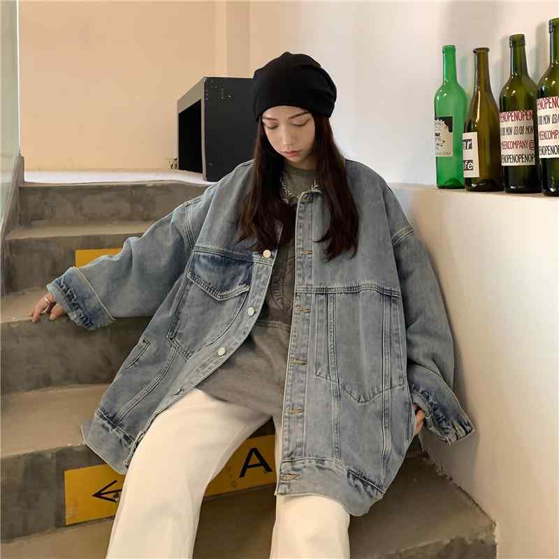 デニムジャケット 大きめサイズ レディース 秋 レトロ ショルダー レディース ジャケット トップス オーバーサイズ ゆったり 体形カバー