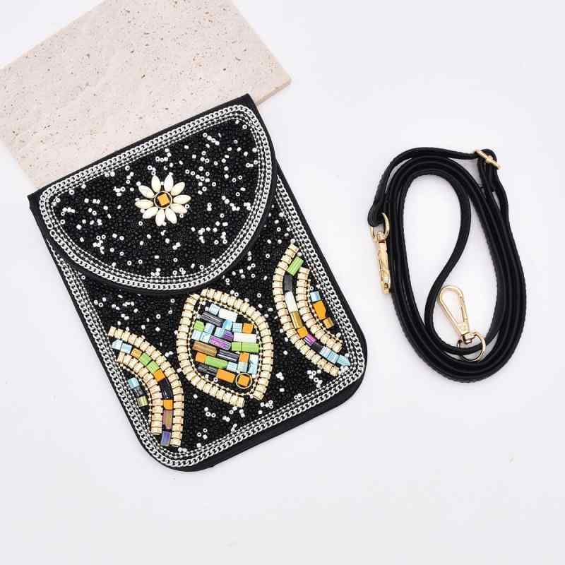 スマホ バッグ エスニック モンゴル ライス ビーズ レザーバッグ ウイグル レトロ エキゾチック ベルト クロス ボディバッグ 漢服 アクセサリー 携帯電話 バッグ