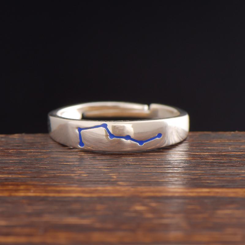 指輪 個性的 シルバー 北斗七 星 リング 9 文字 マントラ リング 調節可能 道教 道教 楽器 ジュエリー アクセサリー(3)