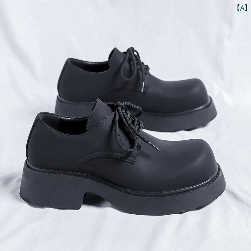 革靴 ラウンドトゥ ダービーシューズ レザーシューズ メンズ レースアップ ダッドシューズ カジュアル スタイリッシュ 夏