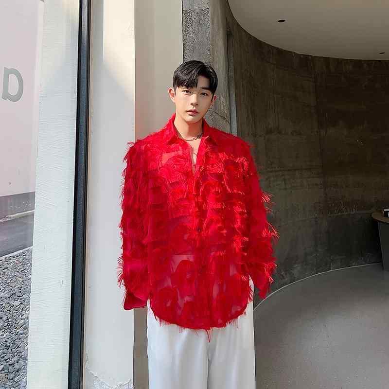 トップス シャツ メンズ おしゃれ フェザー 長袖 ゆったり シンプル フェアリー ファッション オールシーズン