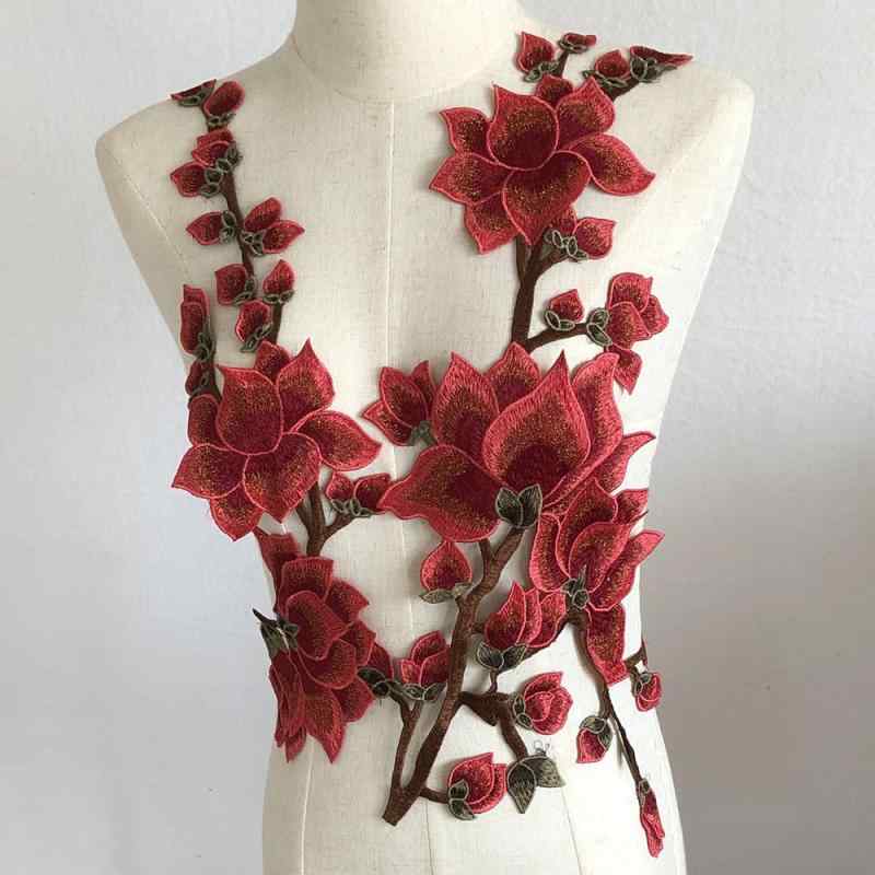 ワッペン アップリケ 手芸 ハンドクラフト 刺繍 おしゃれ 金糸 マグノリア 花 布 ステッカー 洋服 飾り..