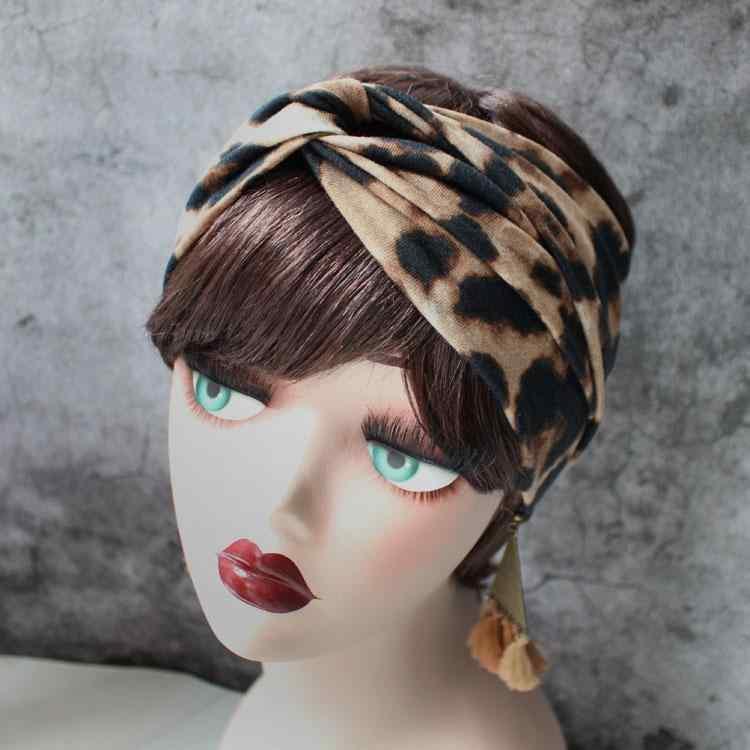 アメリカ 春夏 弾性 ニット 綿 ヒョウ柄 クロス ヘッドバンド エスニック レディース レトロ ターバン ワイドヘッドバンド エスニック 韓国 帽子 カチュー...
