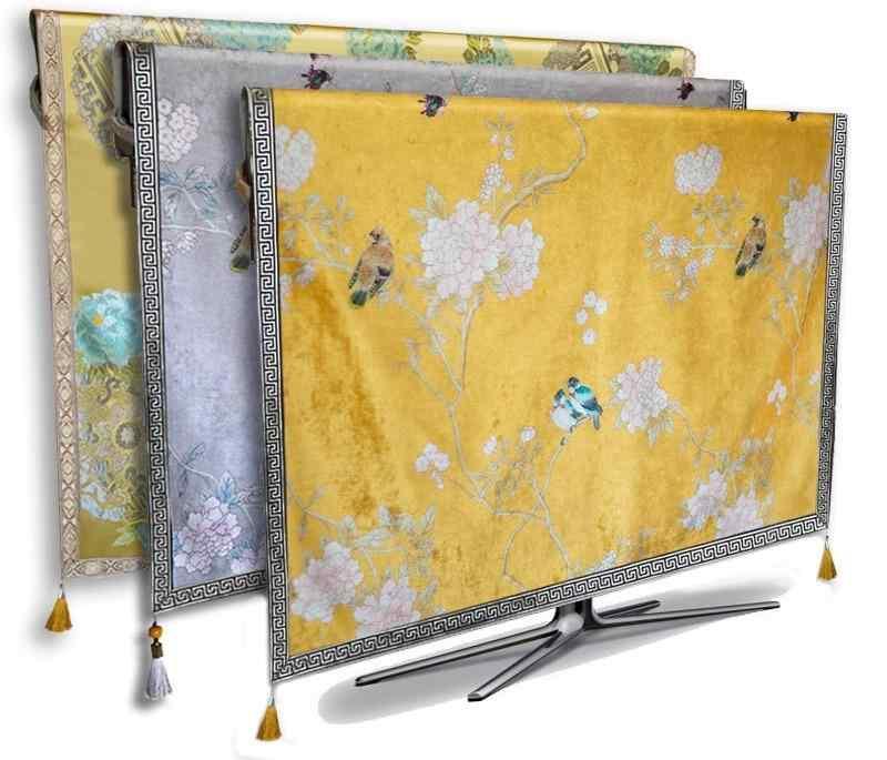 楽天モズラボテレビカバー ダストカバー チャイナ風 インテリア 雑貨 おしゃれ 花柄 フラワー 吊り 壁掛け ユニバーサル 布