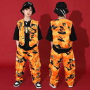 キッズ ストリート ファッション セットアップ 子供の ダンス 服 ヒップ ホップ スーツ ボーイズ 迷彩 ベスト パフォーマンス ユニセックス