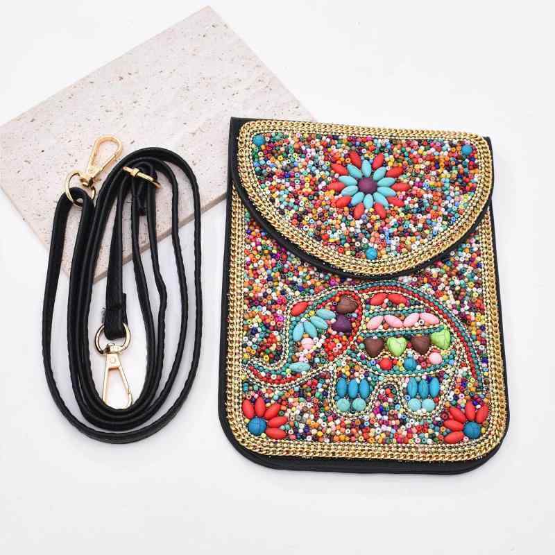 エスニック レディース アクセサリー 雑貨 ファッション バッグ ライス ビーズ レザー ハイエンド ハンドバッグ モンゴル 学生 レトロ 携帯電話 バッグ