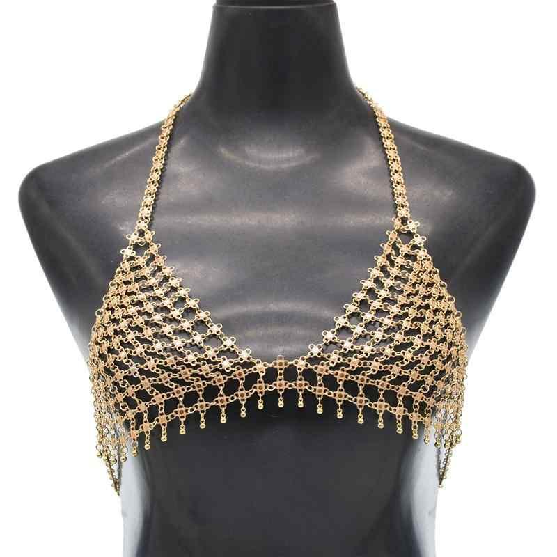 ボディチェーン レディース アクセサリー エスニック 胸チェーン ビキニ 裸体 ロング アウター 誇張 セ..