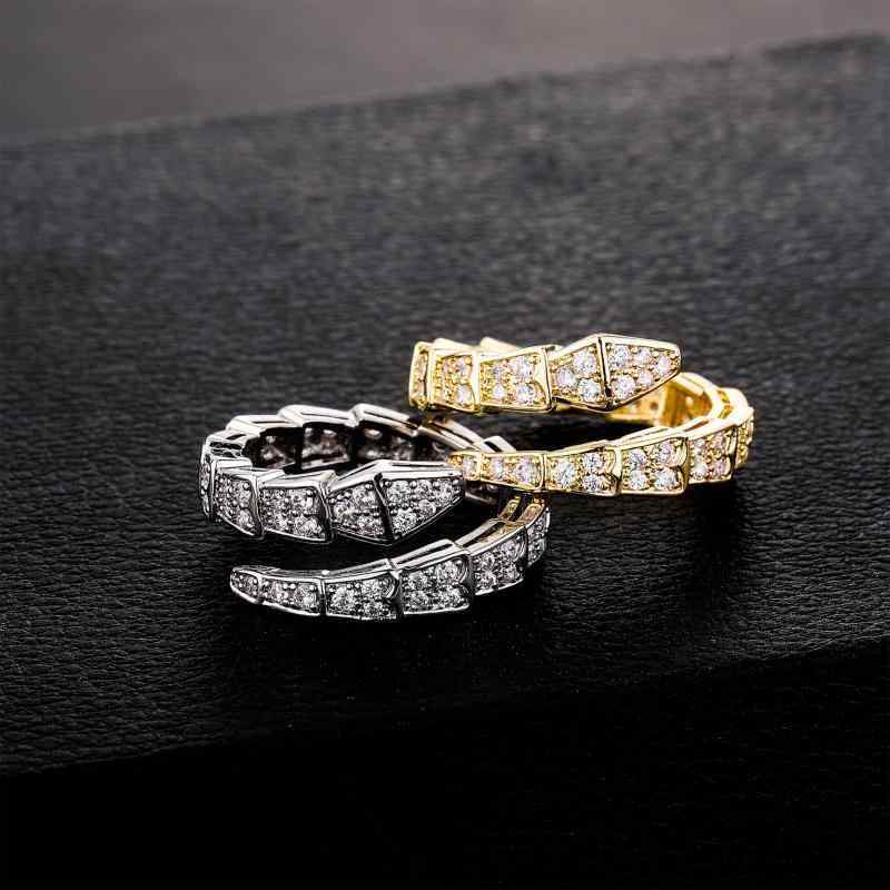 指輪 HIP HOP ジュエリー ユニセックス ハイエンド マイクロ ジルコン フル スネーク シェイプ リング ゴールドメッキ スネーク シェイプ オープン リング スネーク ボーン 人差指 リング