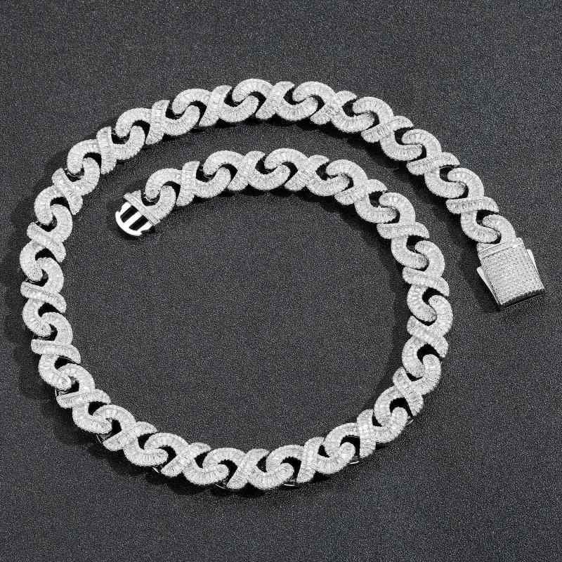 ネックレス HIP HOP ジュエリー ユニセックス アメリカ ヒップホップ フル ジルコン 8 Tスクエア 12 mm セット キューバ チェーン メンズ レディース ジュエリー ゴールデン カップル(4)
