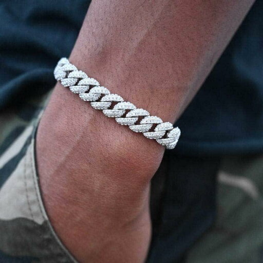 ブレスレット HIP HOP ジュエリー ユニセックス キューバ チェーン ボーイズ用 8mm ヒップホップ カップル 925 スター リング シルバー アメリカ ジュエリー 女性用 ジルコン ブレスレット HIP HOP ジュエリー ユニセックス キューバ チェーン ボーイズ用 8mm ヒップホップ カップル 925 スター リング シルバー アメリカ ジュエリー 女性用 ジルコン