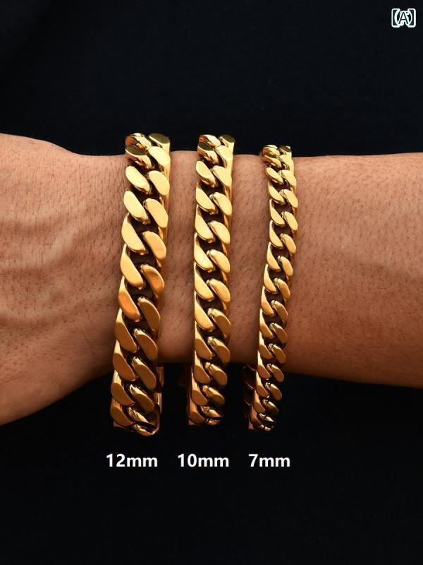 ブレスレット HIPHOP ジュエリー ユニセックス 18K ゴールド キューバ チェーン メンズ レディース ヒップホップ カップル アメリカ つや消し キューバ リンク(4)