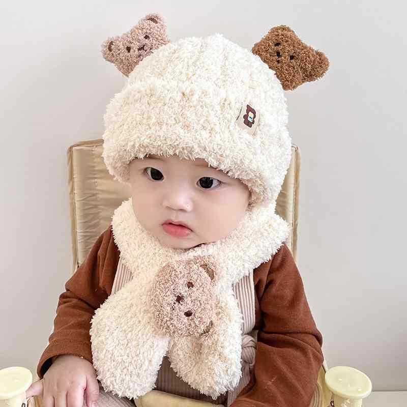 マフラー キッズ ベビー 帽子 ベビー 帽子 秋冬 耳保護 ぬいぐるみ かわいい ベビー プルオーバー 帽子..