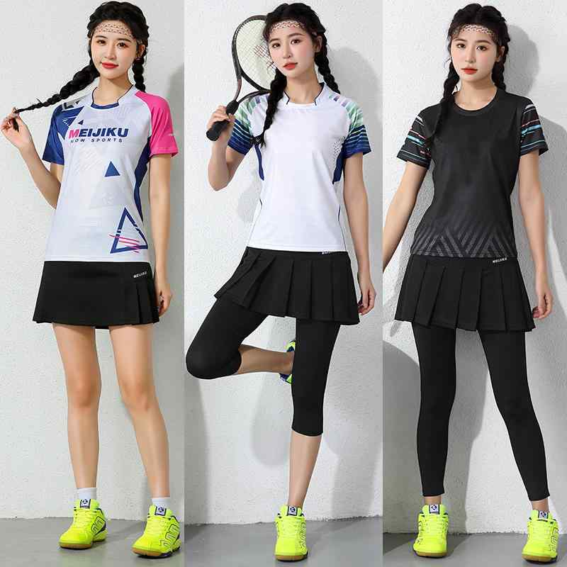 スポーツウェア トレーニング バドミントン 服 女性 夏秋 メンズ 通気性 速乾 バレーボール テニス 服 大きいサイズ キュロット スーツ