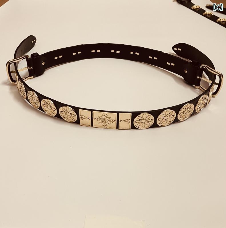 ベルト 漢服 キッズ向け レザーベルト ラウンドネック エスニック スタッズ 人工皮革 メンズ レディース 調節可能 ダブルバックル 合金 ピンバックル シングルループ