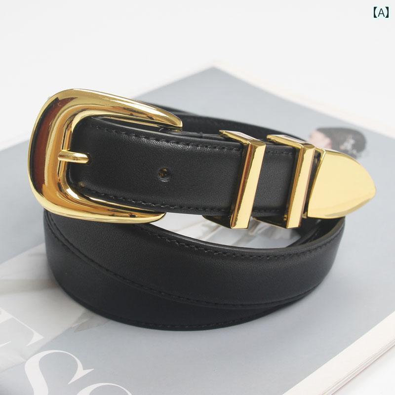 ベルト ソフト レザー 牛革 シンプル ブラック レディース ファッション アクセサリー オールシーズン ..