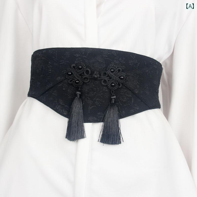 ベルト レトロ タッセル ガードル チャイナ風 エレガント シンプル ジャカード レディース ファッショ..