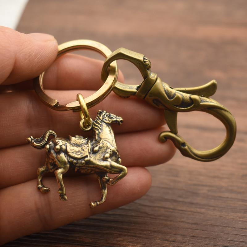 ペンダント 中国風 アクセサリー レトロ ブロンズ ホース 十二支 ブロンズ ホース キーホルダー ペンダント 干支 馬 ペンダント 車 キーホルダー 風水 富 ブロンズ ホース