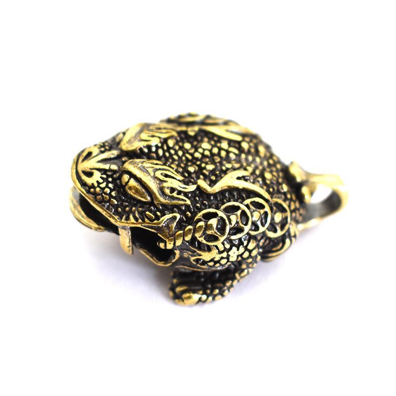 ペンダント 中国風 アクセサリー 銅 三本足 ゴールデン ヒキガエル 鐘 キーホルダー 銅 ヒキガエル 車 ..