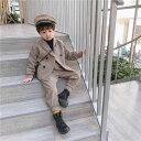 子供服 キッズ スーツ セット 男の子 おしゃれ 秋冬 カジュアル 英国 おえでかけ ストライプ ダブルブレスト ボーイズ