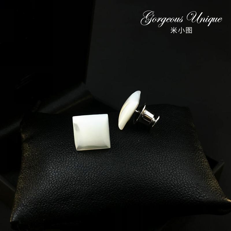 ブローチ ナチュラル スクエア シェル バックル シャツ 襟 露出 防止 目 見えい ミニ 衣類 固定 ピン レディース ファッション 装飾品