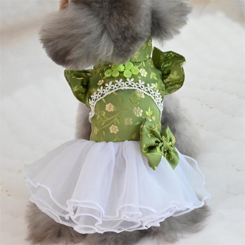 チャイナドレス ペットグッズ 犬用 ウェア チャイナ風 スカート シャツ 服 かわいい ベスト 衣装 薄手 室内 散歩 外出 ルーム 室外 小型 春秋