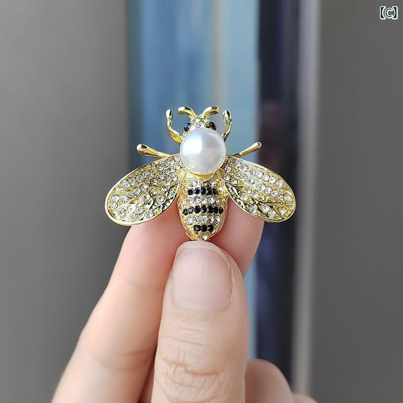 ブローチ 大人 かわいい 立体 合金 パール フル 昆虫 蜂 レディース ピン コサージュ アクセサリー ファッション 装飾品 ジュエリー