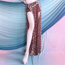ベリーダンス スカート 練習 服 マルチ カラー ダブル スリット ロング オリエンタル 衣装 レディース ボトムス ヒョウ柄 メッシュ菊 ウエストチェーン 女...