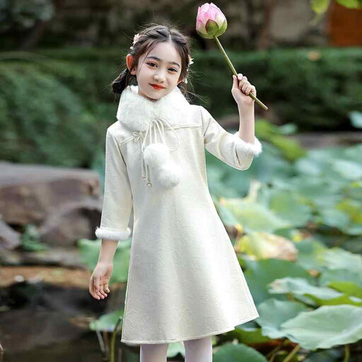 チャイナ ドレス かわいい 長袖 裏起毛 厚手 女の子 唐装 パフォーマンス 服 冬 中国風 キッズ チャイナ ドレス かわいい 長袖 裏起毛 厚手 女の子 唐装 パフォーマンス 服 冬 中国風 キッズ
