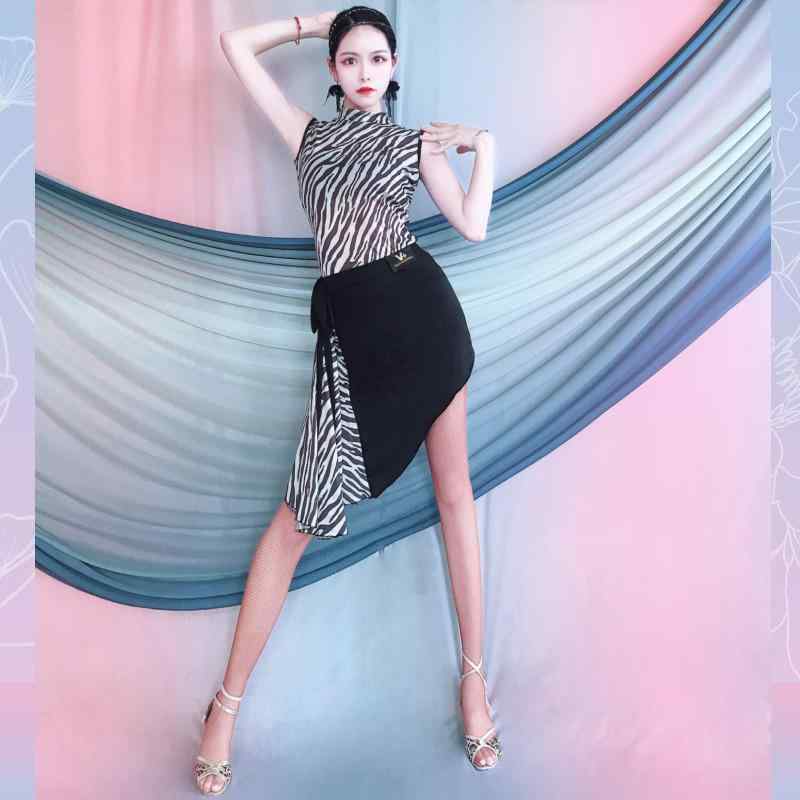 ラテン ダンス ヒョウ柄 ゼブラ柄 レディース 練習服 パフォーマンス 女の子 大人 競技 子供 春夏