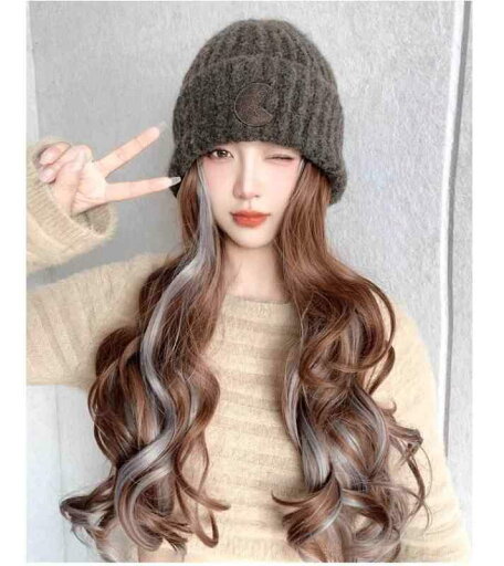 女性用 ウィッグ ワンタッチ おしゃれ 帽子 ウィッグ ロング ヘア ワンピース ニット帽 フル ヘッド カバー ロング カーリーヘア ハイライト ホット ウィッグ ハット 女性用 ウィッグ ワンタッチ おしゃれ 帽子 ウィッグ ロング ヘア ワンピース ニット帽 フル ヘッド カバー ロング カーリーヘア ハイライト ホット ウィッグ ハット