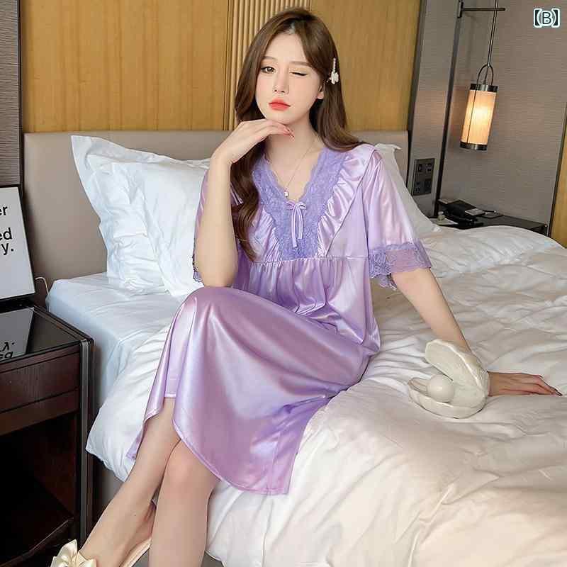 レディース パジャマ ネグリジェ かわいい セクシー お泊り 半袖 冷感 ナイトガウ...