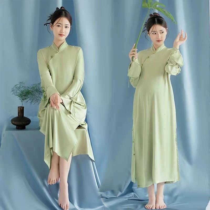 マタニティ フォト 衣装 おしゃれ 妊婦 スタジオ 写真 チャイナ風 レトロ ママ アート 撮影 ドレス ワンピース フリーサイズ シンプル