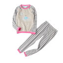 パジャマ ファッション ウェア インナー ロング ズボン ナイト ルーム 暖かい キッズ パンツ トップス セット 衣料品 子供 冬 ストライプ フランネル