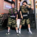 子供服 ヒップホップ パフォーマンス ジャズ ダンス キャットウォーク ステージ ストリート 衣装 キッズ用 男の子 迷彩 カモフラ ベスト スーツ レディース