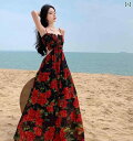 レディース Aライン 花柄シフォン キャミ ワンピース ワイドフレア 美背中 美バスト ハイウエスト 細見えくびれ ロングドレス リゾート パーティー イベント デート 結婚式 ナイト 夜 セレモニー ふんわり 上品 映え 美