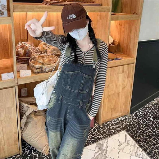 デニム オーバーオール サロペット アメリカン レトロ グラデーション デニム サスペンダーパンツ レディース 春 スリミング ストレート ワイドレッグ ジャンプスーツ 秋 かわいい デニム オーバーオール サロペット アメリカン レトロ グラデーション デニム サスペンダーパンツ レディース 春 スリミング ストレート ワイドレッグ ジャンプスーツ 秋 かわいい