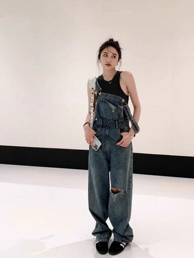 デニム オーバーオール サロペット アメリカン レトロ リップ デニム サスペンダーパンツ レディース 夏 スリミング ストレート ワイドレッグ レングス ジャンプスーツ サスペンダーパンツ かわいい 若見え デニム オーバーオール サロペット アメリカン レトロ リップ デニム サスペンダーパンツ レディース 夏 スリミング ストレート ワイドレッグ レングス ジャンプスーツ サスペンダーパンツ かわいい 若見え